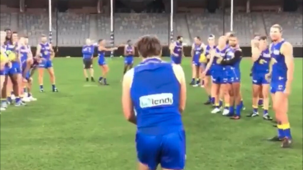 gafftraining1024x576.jpg Andrew Gaff taking a set shot at training, surrounded by his teammates putting him off. Picture: @westcoasteagles / Instagram - AFL,West Coast Eagles,Fremantle Dockers,Ross Lyon,Andrew Gaff,Andrew Brayshaw